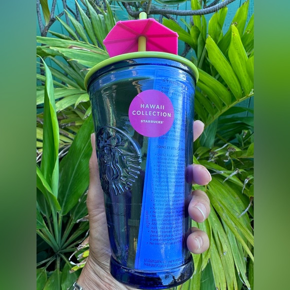 294. Starbucks Hawaii Exclusive Recycle Cobalt Blue Glass Umbrella Straw… - Picture 4 of 6